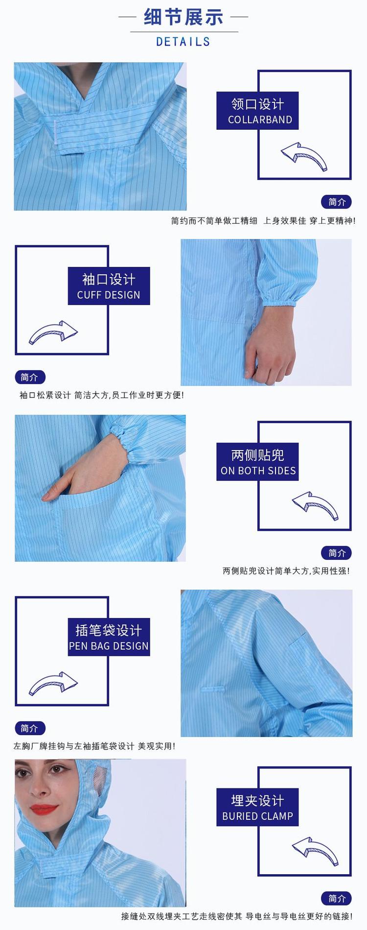 防静电服定做细节展示 防静电服定做细节展示